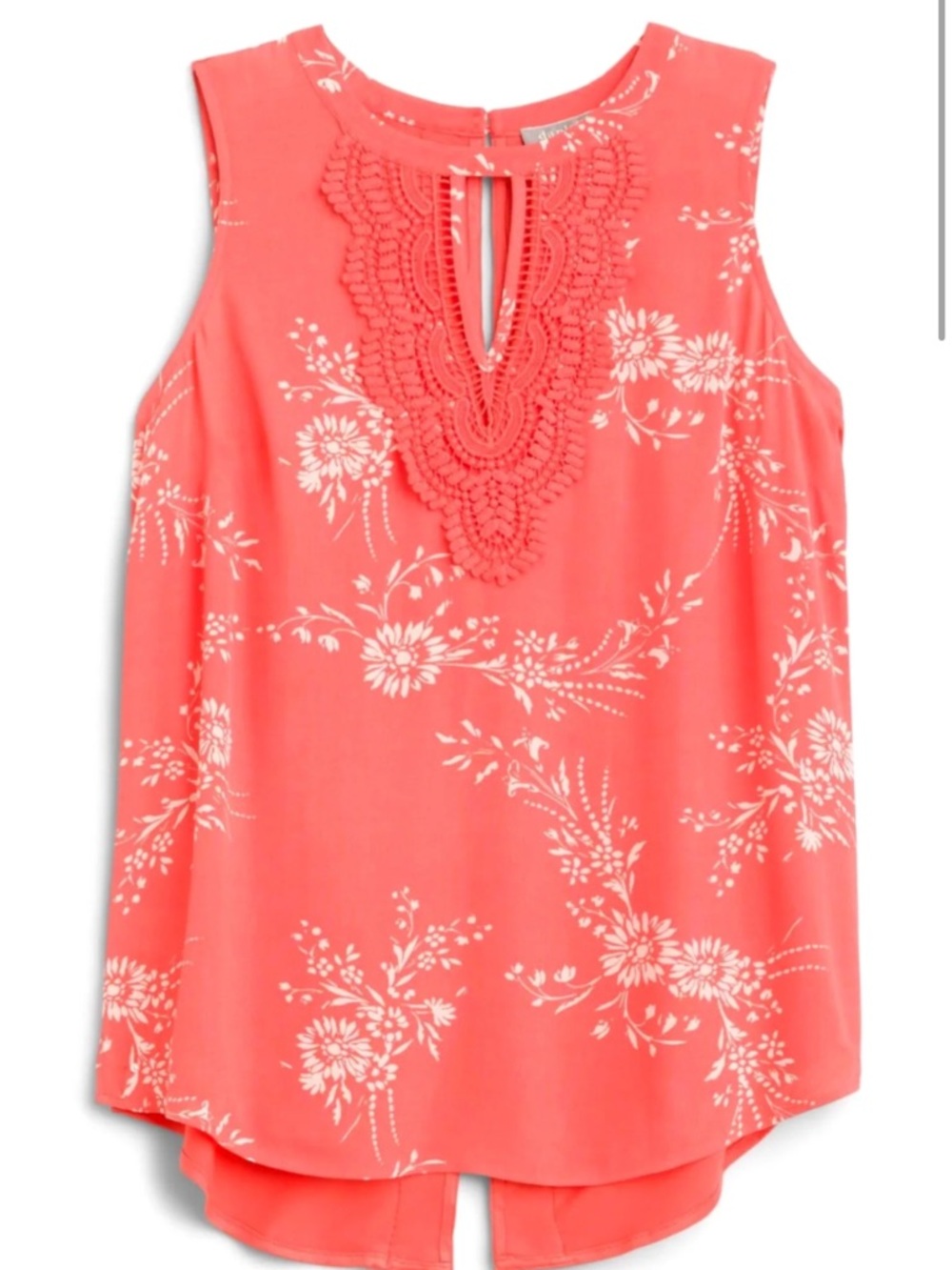 Daniel Rainn Coral Crochet-Trim Sleeveless Top